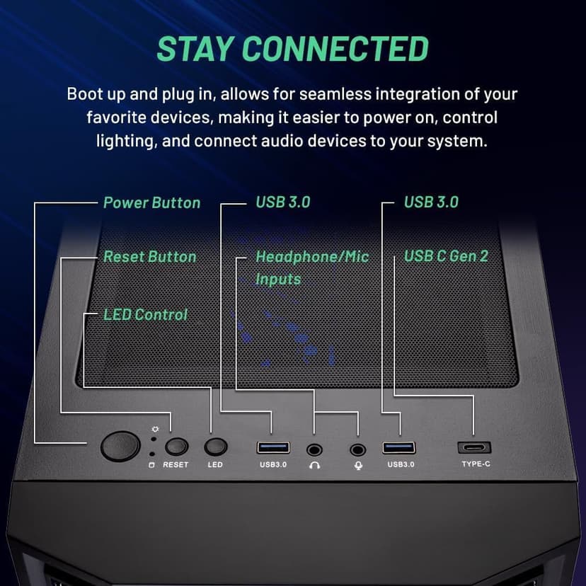 Skytech Shadow Gaming PC Desktop, Ryzen 7 7700 3.8 GHz (5.3GHz Turbo Boost), NVIDIA RTX 4060 8GB GDDR6, 1TB SSD, 16GB DDR5 RAM 5200, 650W Gold PSU, Wi-Fi, Win 11 Home