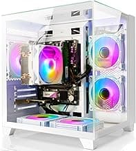 LXZ Desktop Computer AMD Ryzen 7-5700G 8 core 3.9GHz, 16G DDR4 RAM, 1TB NVME SSD, Tower Computer with 600W Power Supply for Home and Office (White)