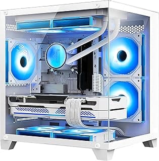 Panorama Gaming PC Desktop - AMD Ryzen 5 5600GT 3.6GHz, RTX 4060 8GB, 16GB DDR4 RAM 3200, 1TB M.2 PCIE SSD, 240mm AIO, 11AC Wi-Fi, Bluetooth, Windows 11 Pro 64-bit Desktop Computer, White